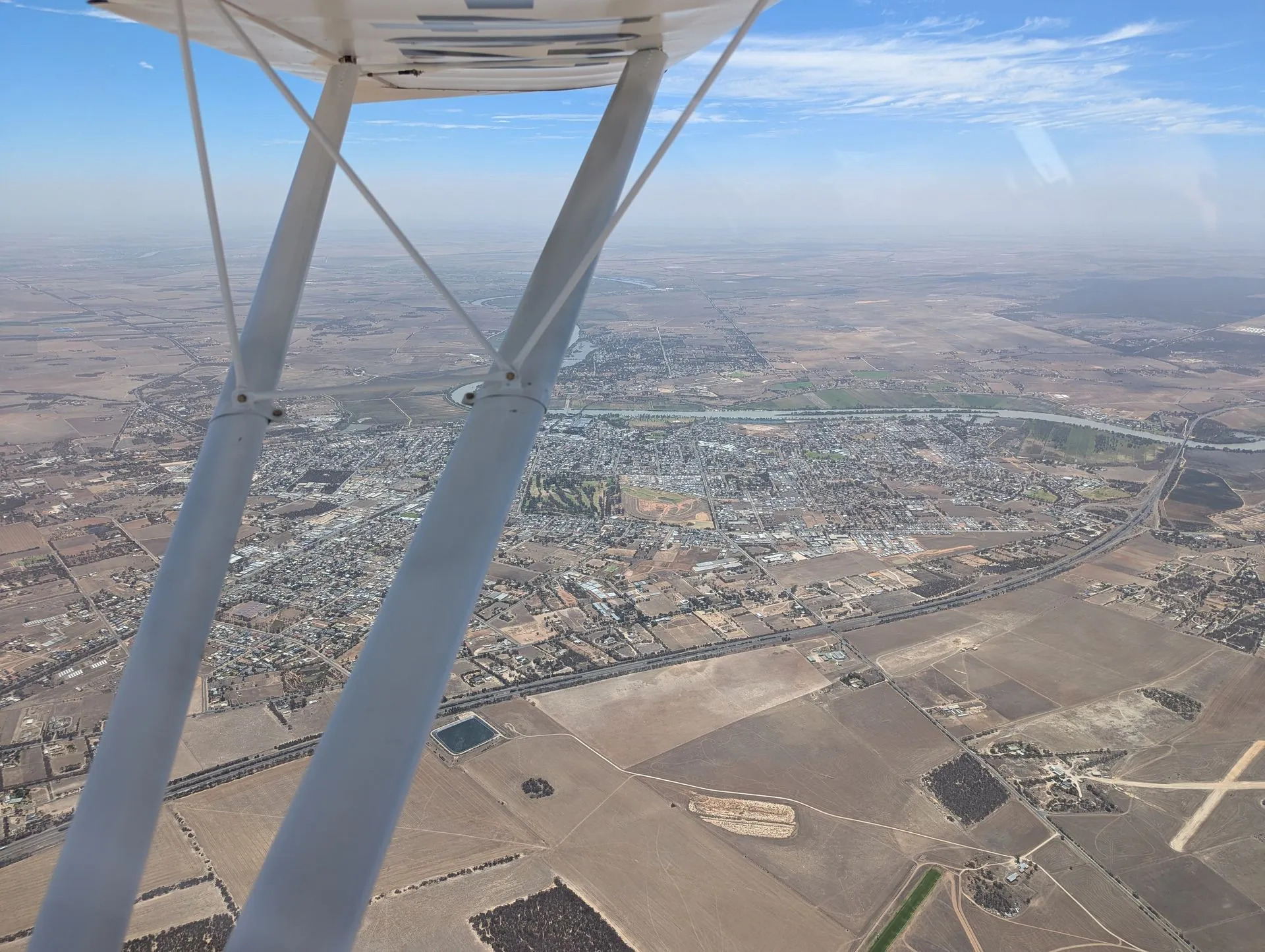 The view from a light aircraft in flight